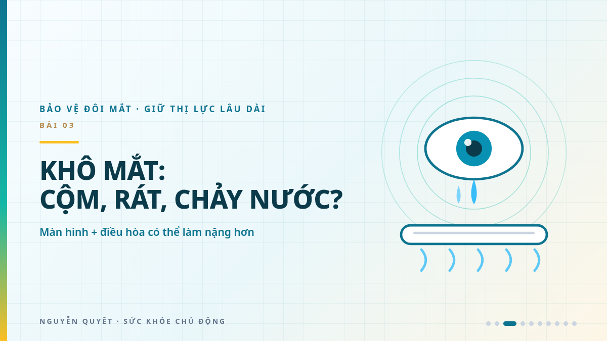 Khô mắt: Vì sao điều hòa + màn hình khiến mắt rát, cộm và chảy nước?